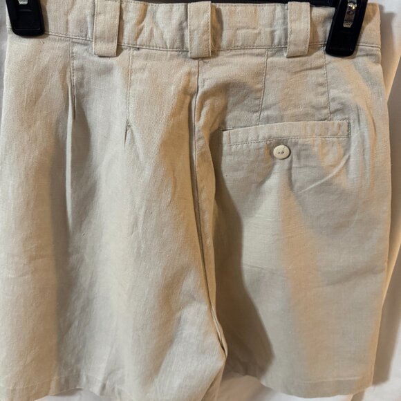 1990s Lindsay Gray Essentials Khaki Women's Shorts | 55% Linen, 45% Cotton | W 5 - Picture 3 of 4